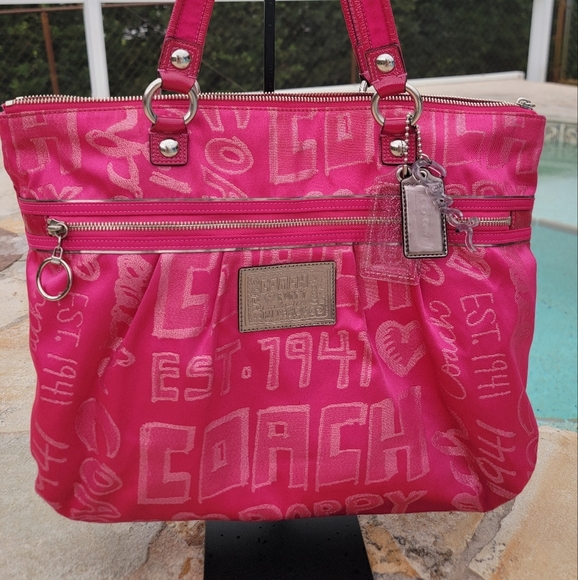 Coach Handbags - Coach Poppy Storypatch Hot Pink Glam Limited Edition Tote